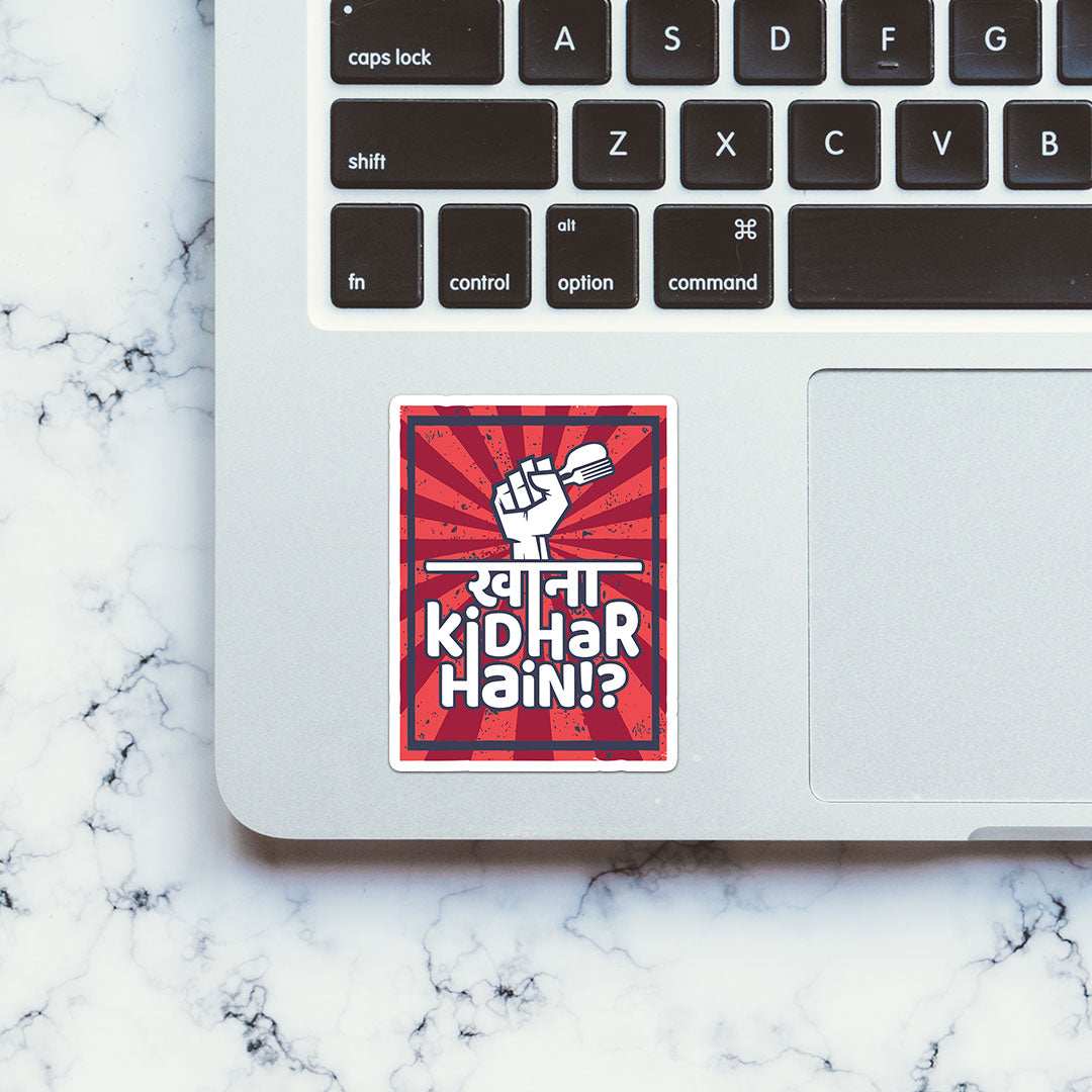 Khana Kidhar Hai Sticker waterproof vinyl decal for laptop, bike, car & bottle