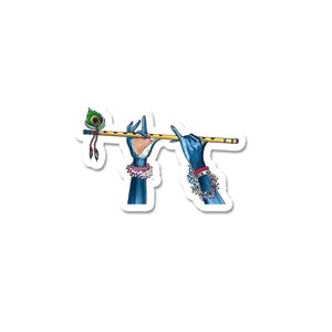 Krishna Hand With Flute Sticker waterproof vinyl decal for laptop, bike, car & bottle