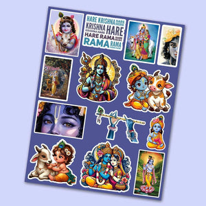 Krishna Mini Sticker Sheet waterproof vinyl decal for laptop, bike, car & bottle