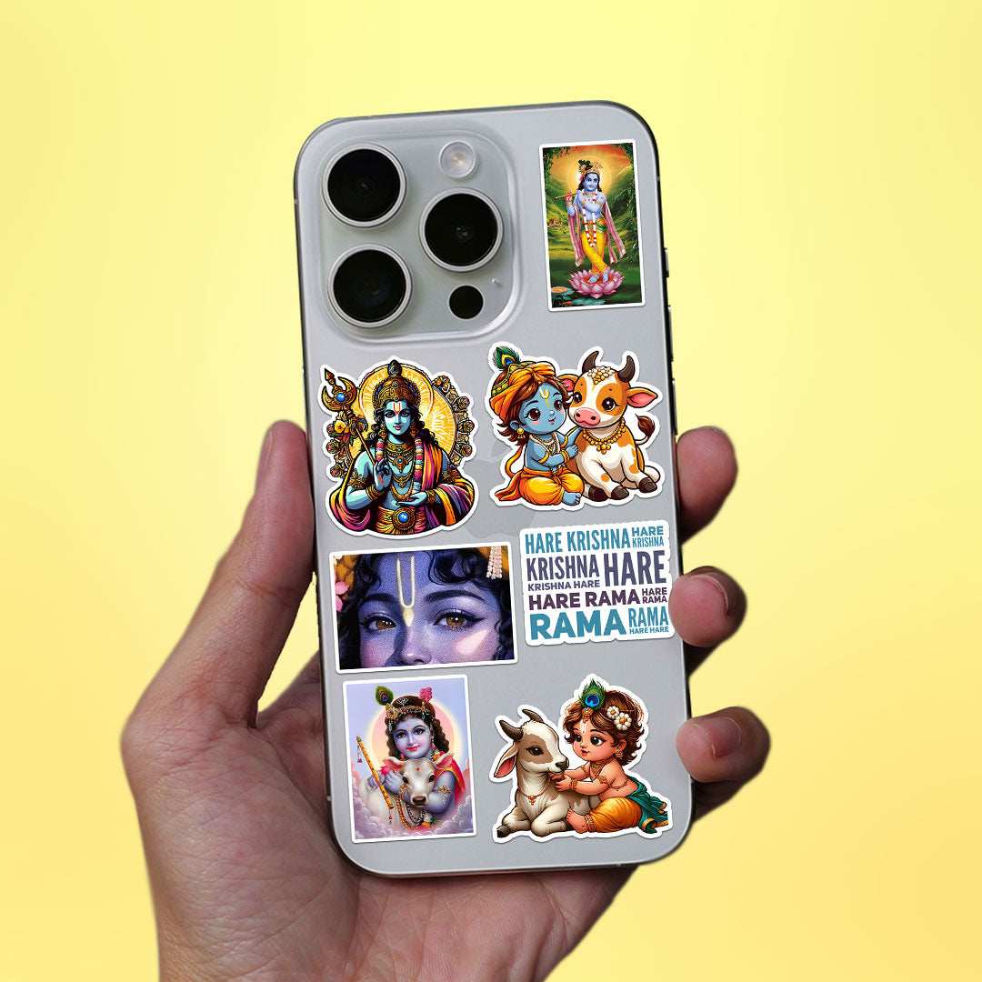 Krishna Mini Sticker Sheet waterproof vinyl decal for laptop, bike, car & bottle