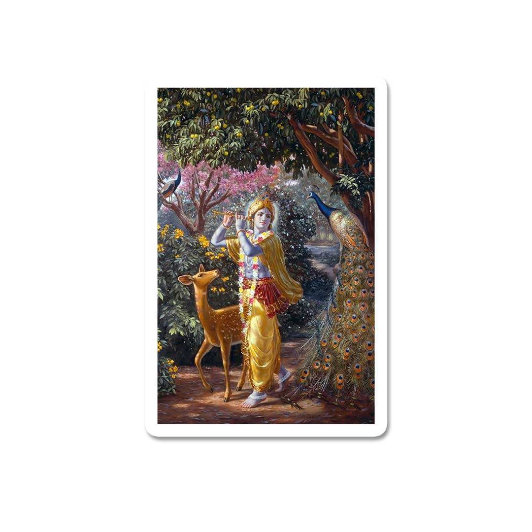 Krishna With Deer Sticker waterproof vinyl decal for laptop, bike, car & bottle