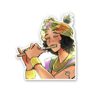 Krishna With Flute Sticker waterproof vinyl decal for laptop, bike, car & bottle