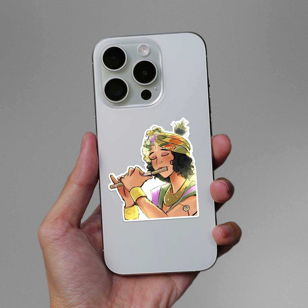 Krishna With Flute Sticker - STICK IT UP