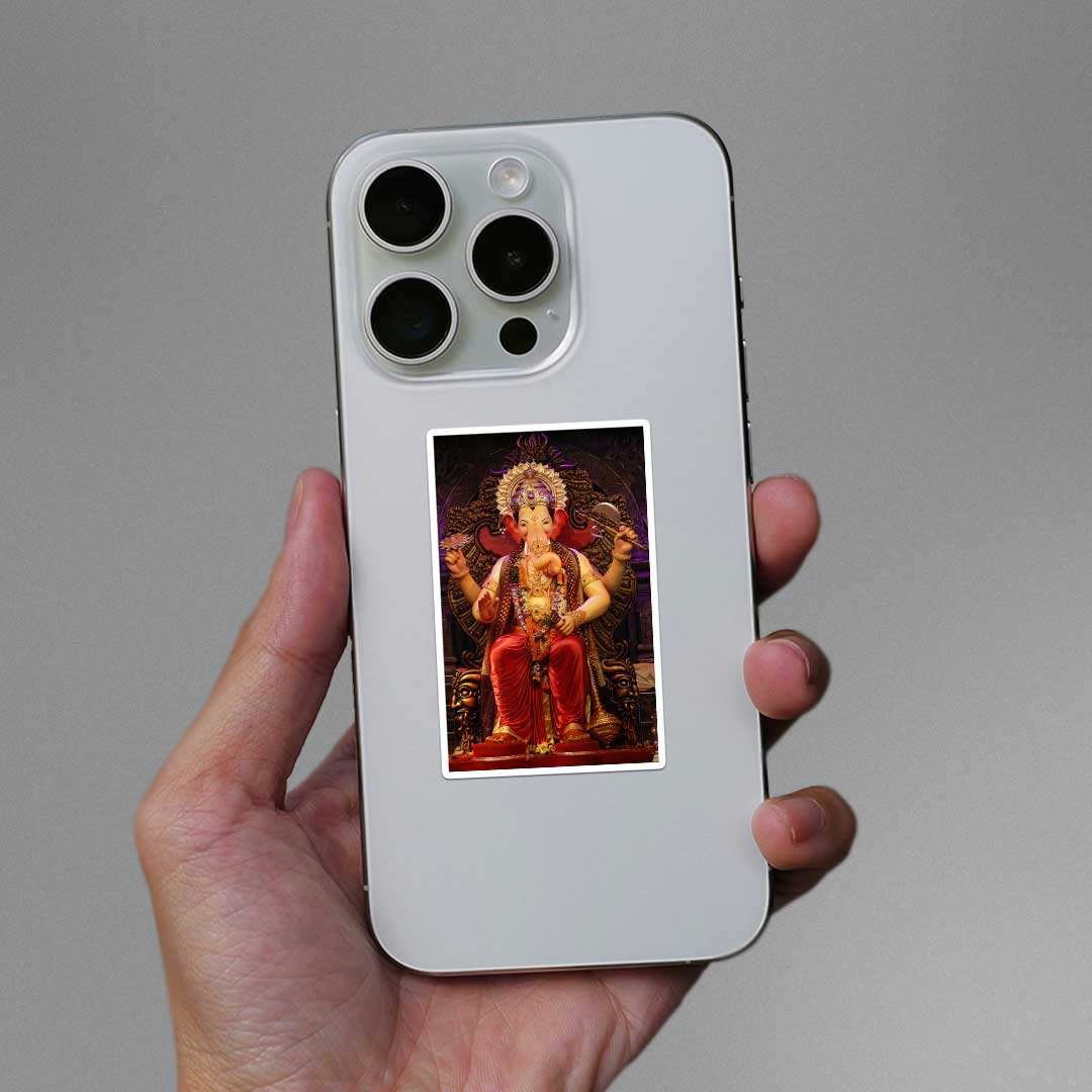 Lalbaugcha Raja Sticker waterproof vinyl decal for laptop, bike, car & bottle