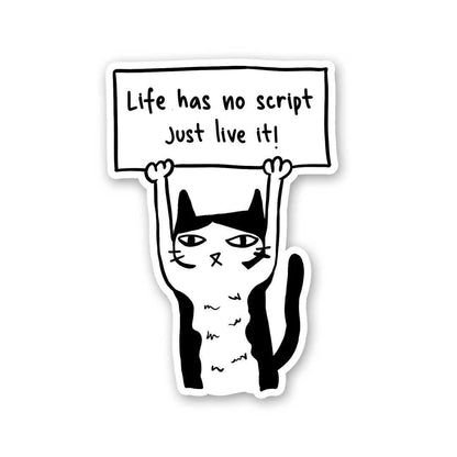 Life Has No Script Just Live It! Sticker waterproof vinyl decal for laptop, bike, car & bottle