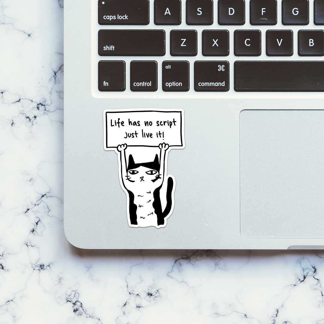 Life Has No Script Just Live It! Sticker waterproof vinyl decal for laptop, bike, car & bottle