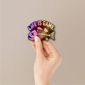 Life is Game Fish Skeleton Holographic Stickers - Holographic stickers | STICK IT UP