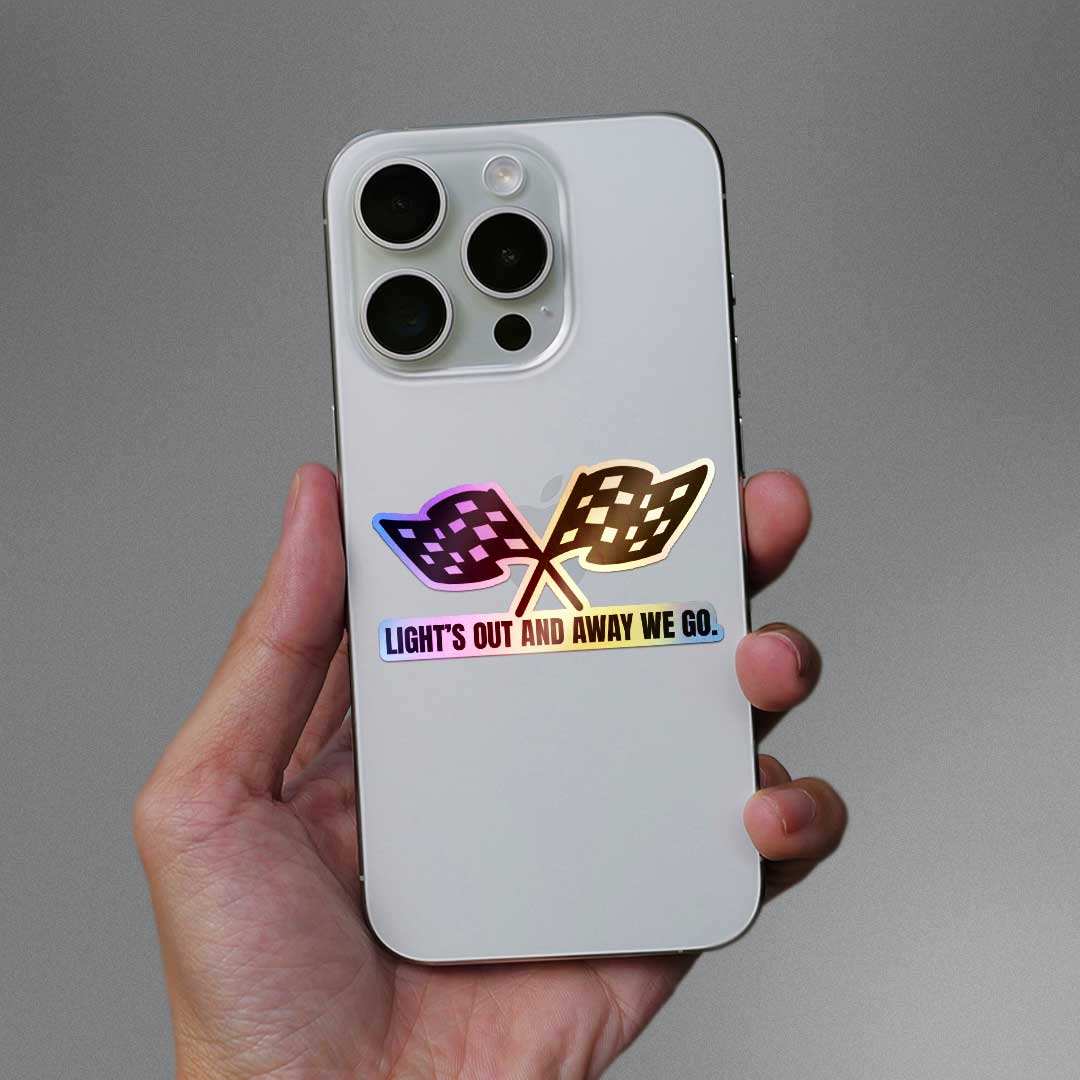 Light's Out And Away We Go Holographic Sticker waterproof vinyl decal for laptop, bike, car & bottle