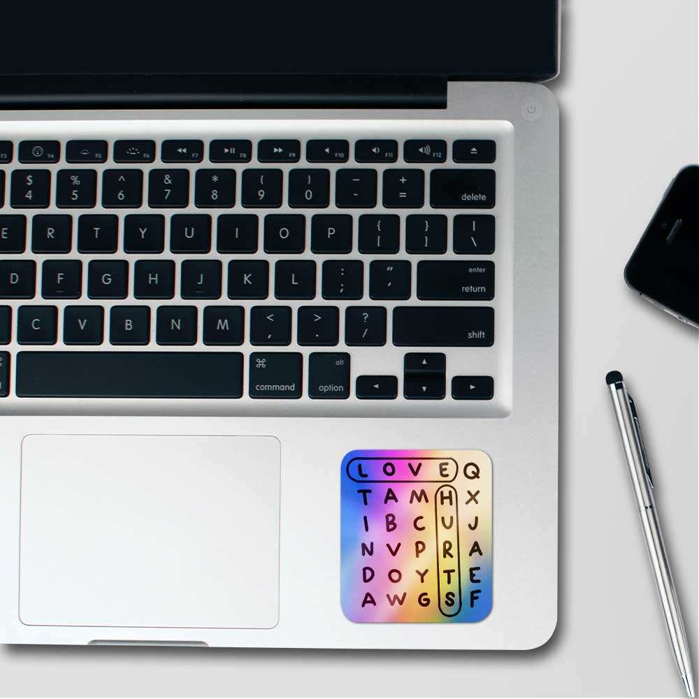 Love Hurts Holographic Sticker waterproof vinyl decal for laptop, bike, car & bottle
