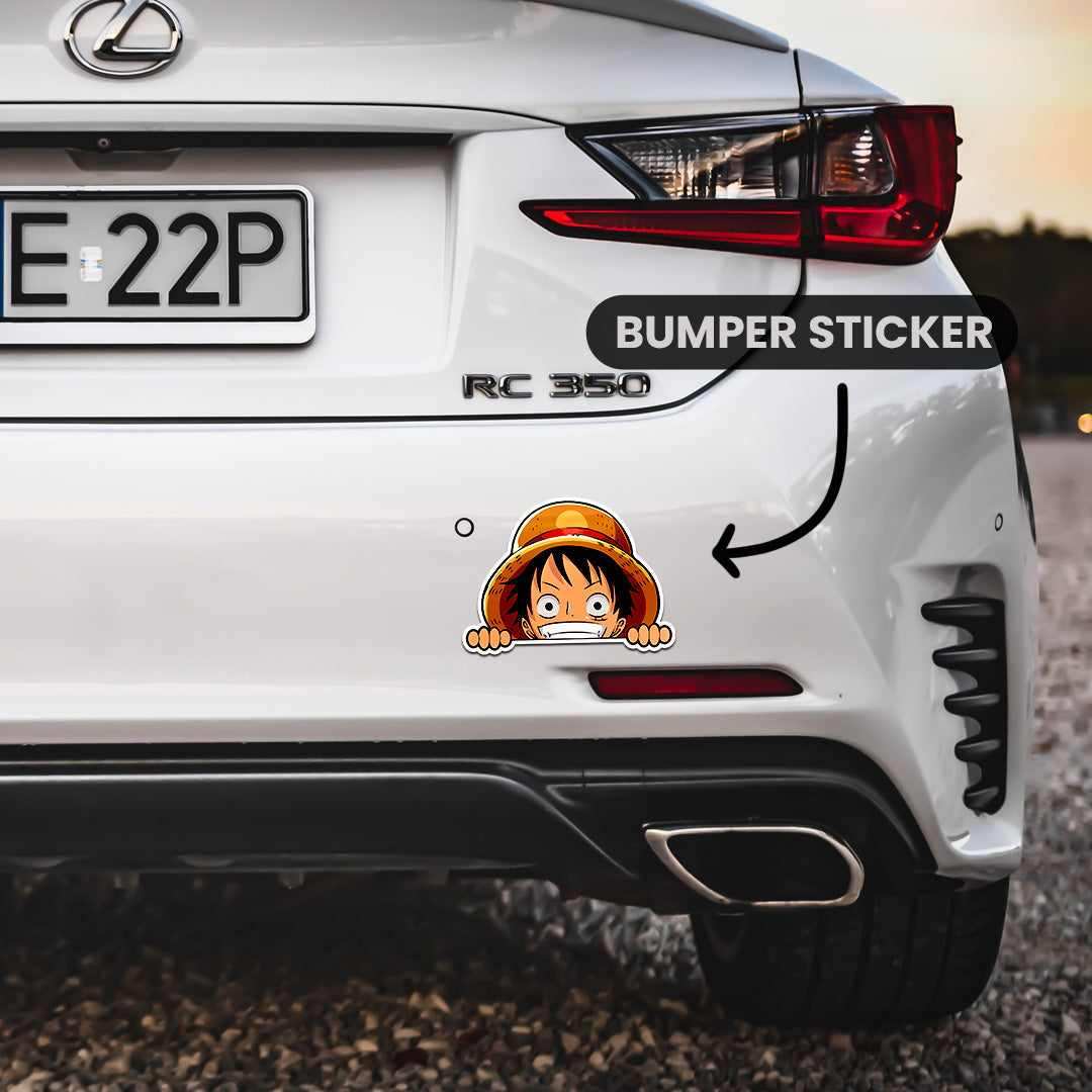 Luffy Bumper Sticker waterproof vinyl decal for laptop, bike, car & bottle