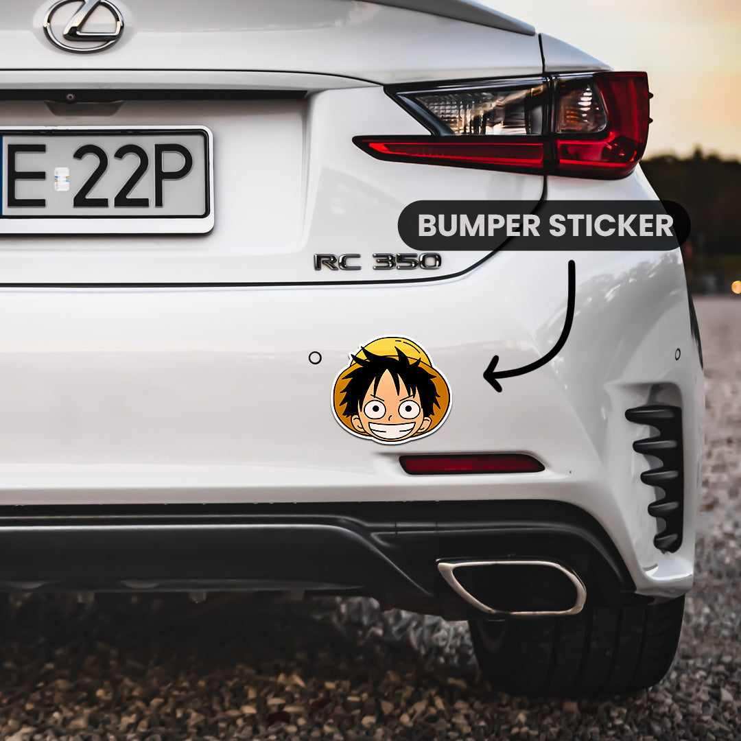 Luffy Face Bumper Sticker waterproof vinyl decal for laptop, bike, car & bottle