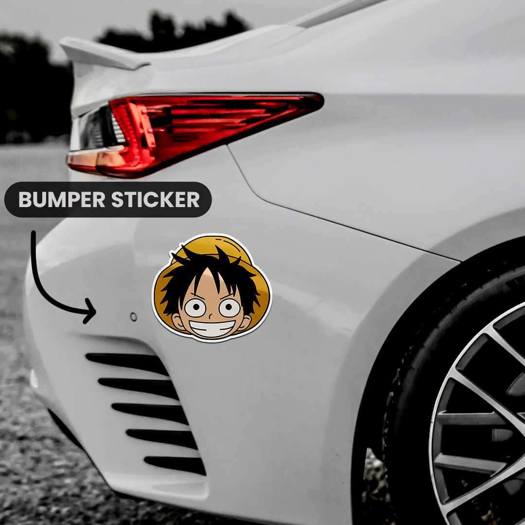 Luffy Face Bumper Sticker waterproof vinyl decal for laptop, bike, car & bottle