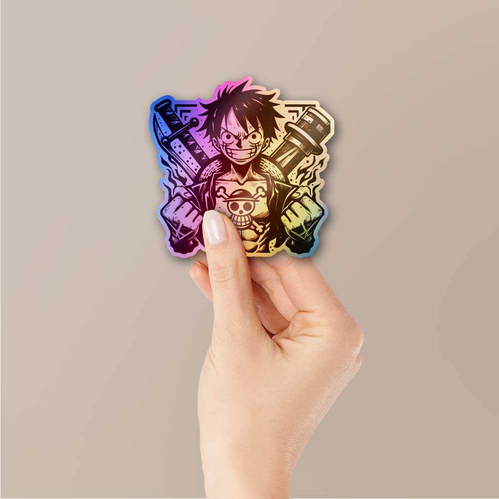 Luffy Holographic Sticker waterproof vinyl decal for laptop, bike, car & bottle