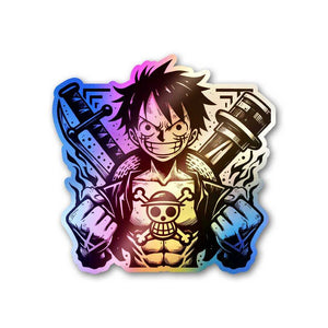 Luffy Holographic Sticker waterproof vinyl decal for laptop, bike, car & bottle