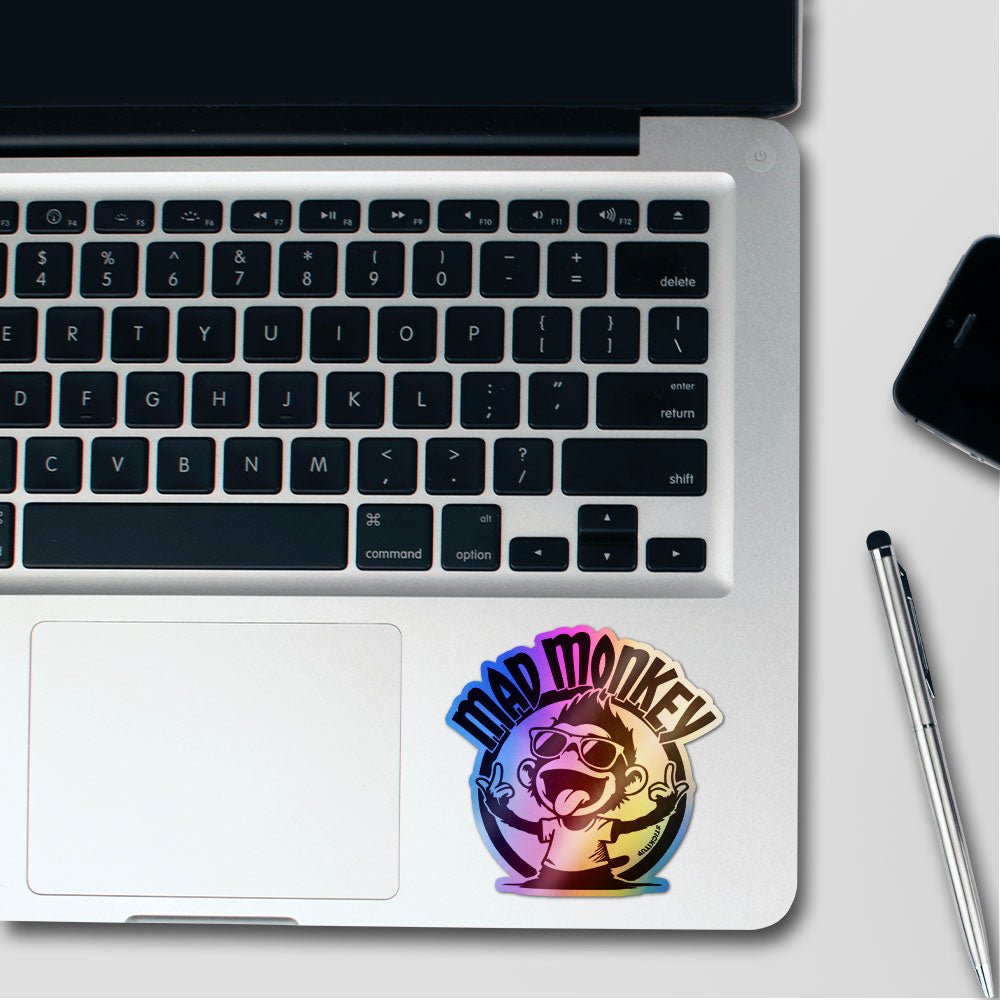 Mad Monkey Holographic Stickers waterproof vinyl decal for laptop, bike, car & bottle