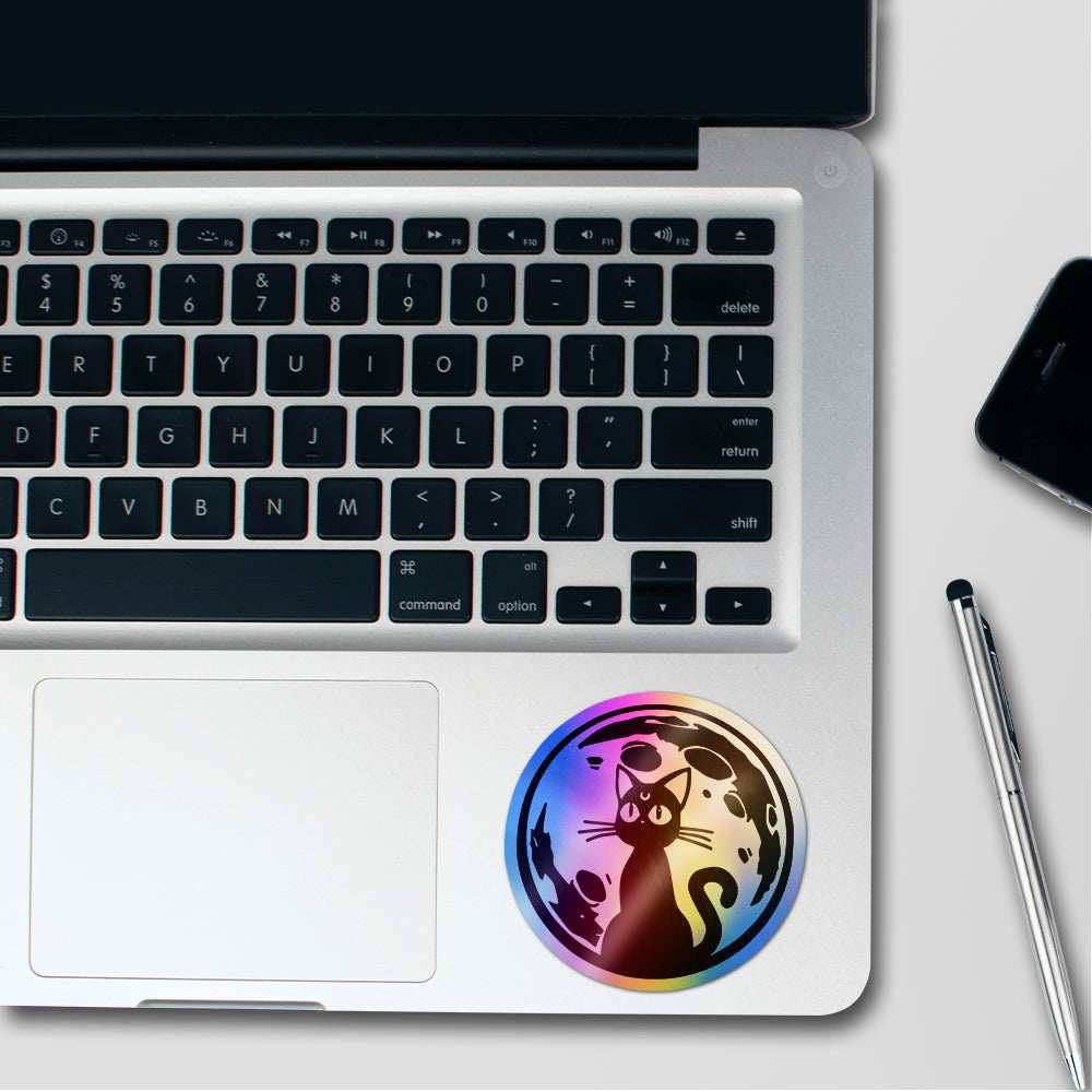 Magical Cat Holographic Stickers waterproof vinyl decal for laptop, bike, car & bottle