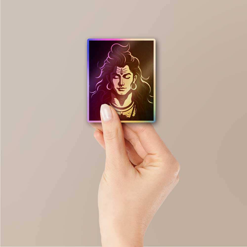 Mahadev Holographic Sticker waterproof vinyl decal for laptop, bike, car & bottle