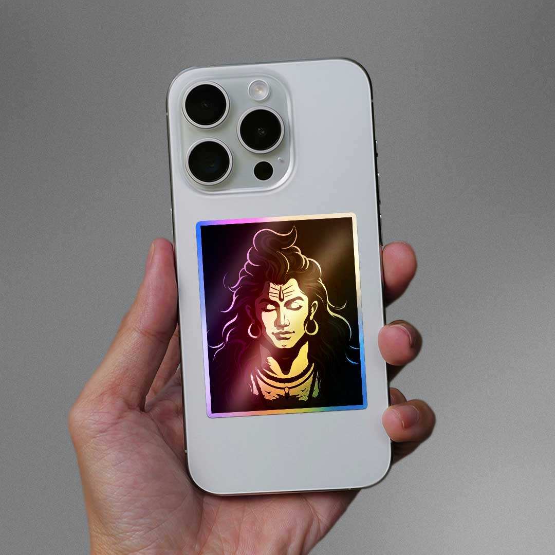 Mahadev Holographic Sticker waterproof vinyl decal for laptop, bike, car & bottle
