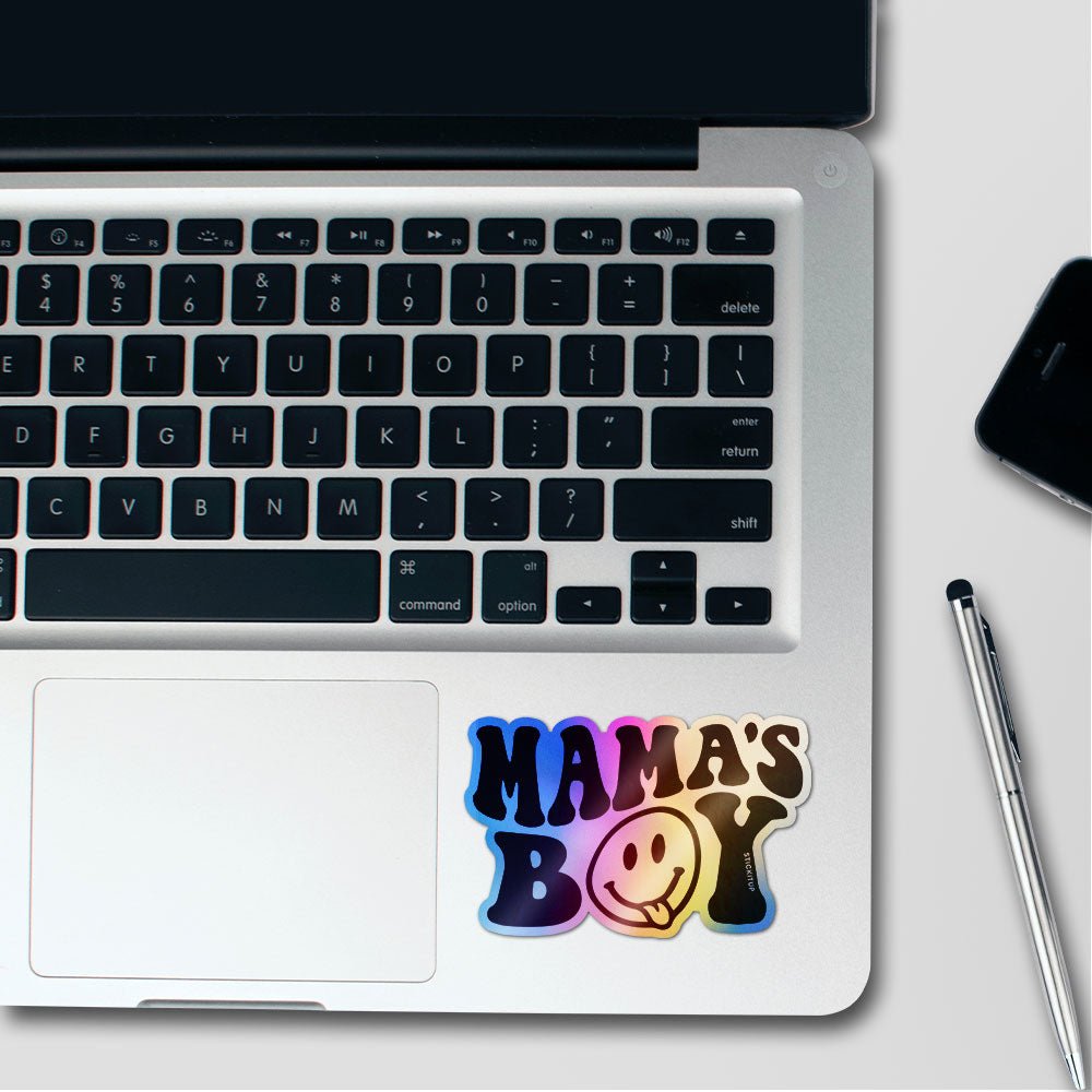 Mamas Boy Sticker Holographic Stickers waterproof vinyl decal for laptop, bike, car & bottle