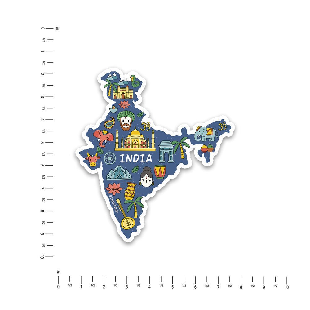 Map of India Bumper Sticker waterproof vinyl decal for laptop, bike, car & bottle