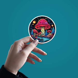 Mashroom Sticker waterproof vinyl decal for laptop, bike, car & bottle