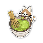 Matcha Meow Sticker waterproof vinyl decal for laptop, bike, car & bottle