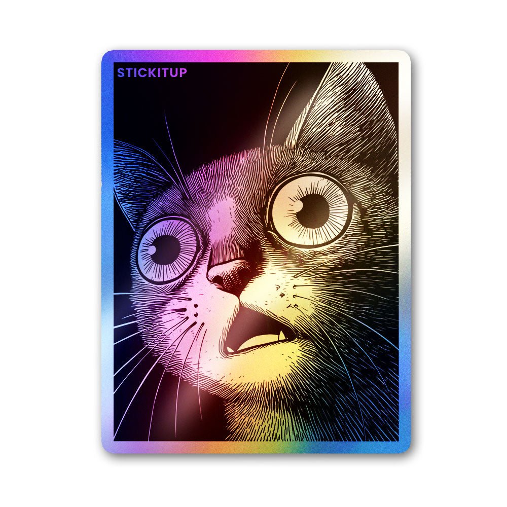Memecat Energy Holographic Stickers waterproof vinyl decal for laptop, bike, car & bottle