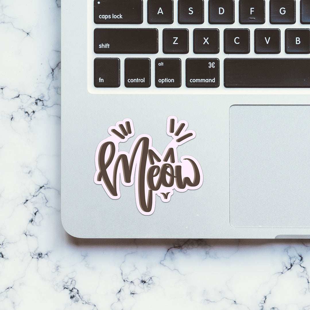 Meow Sticker waterproof vinyl decal for laptop, bike, car & bottle