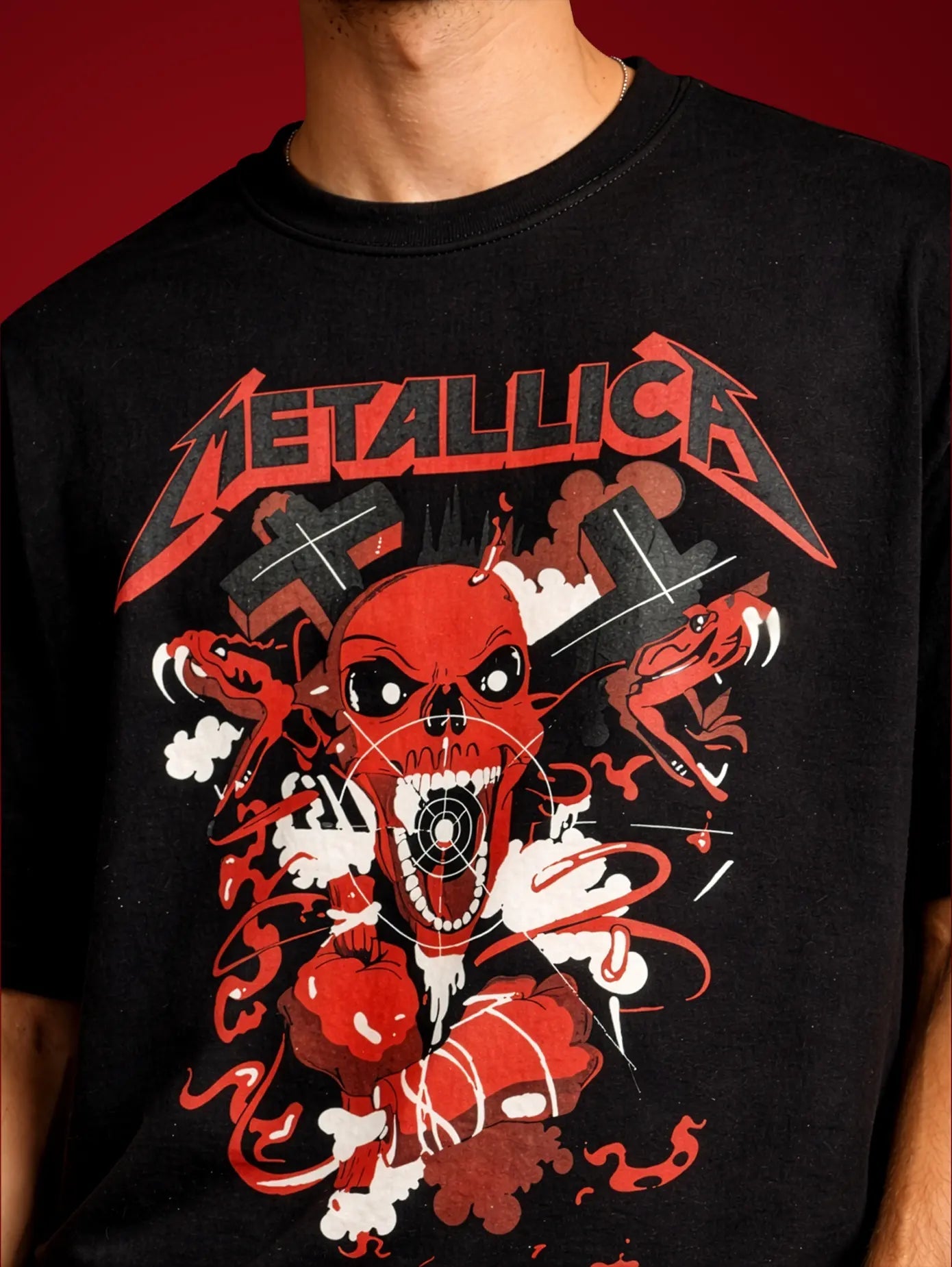 METALLICA OVERSIZED T - SHIRT waterproof vinyl decal for laptop, bike, car & bottle