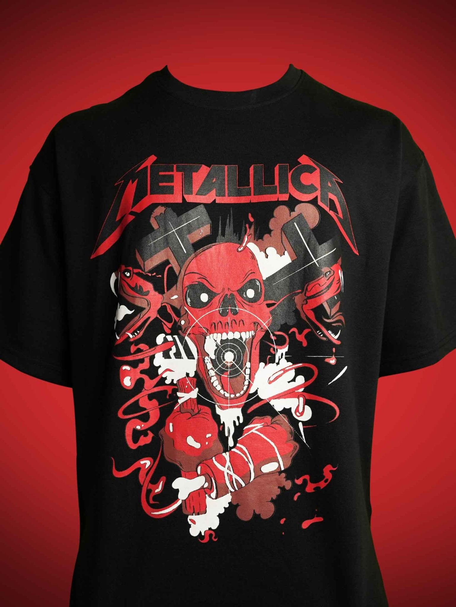 METALLICA OVERSIZED T - SHIRT waterproof vinyl decal for laptop, bike, car & bottle