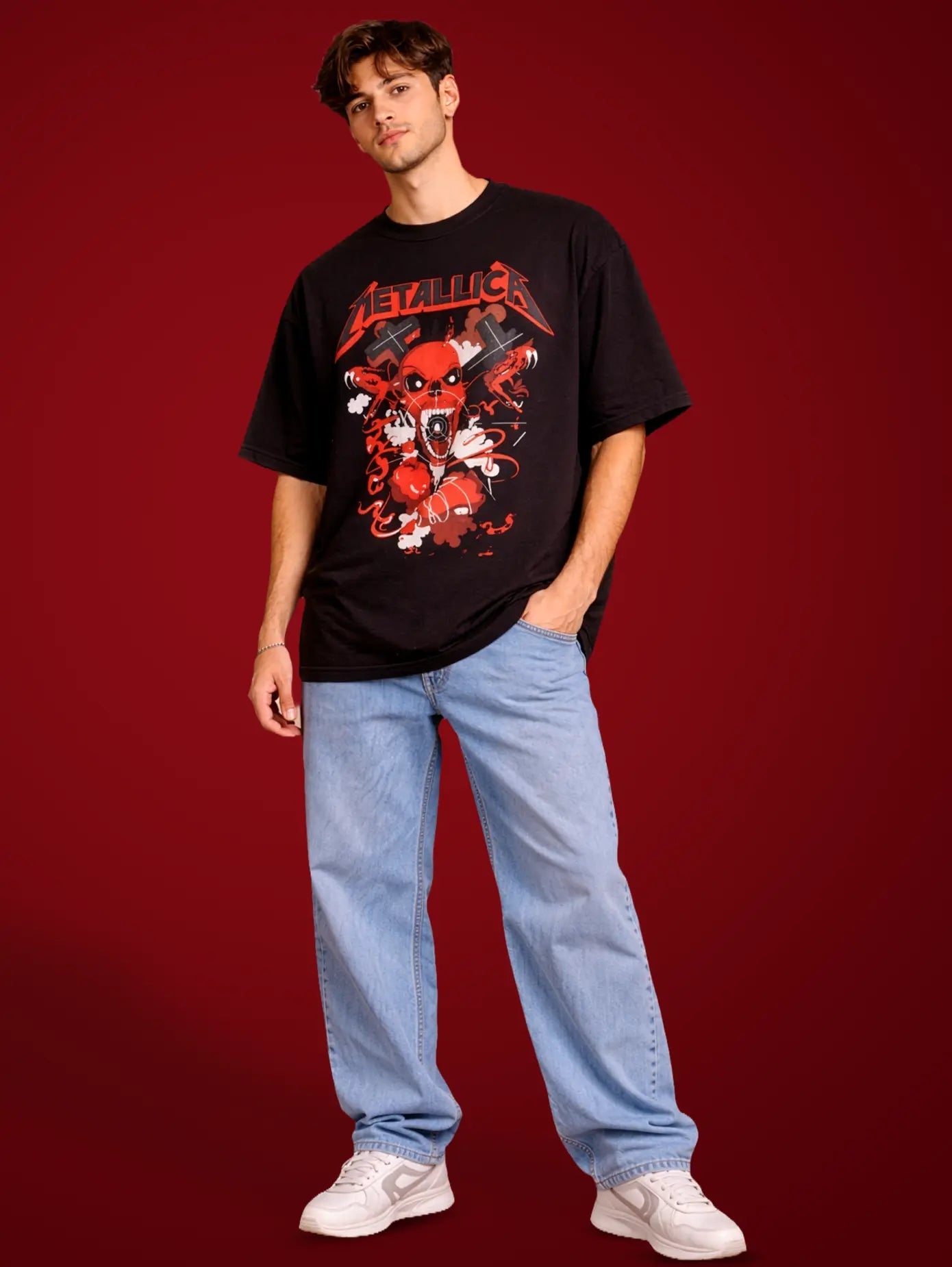 METALLICA OVERSIZED T - SHIRT waterproof vinyl decal for laptop, bike, car & bottle