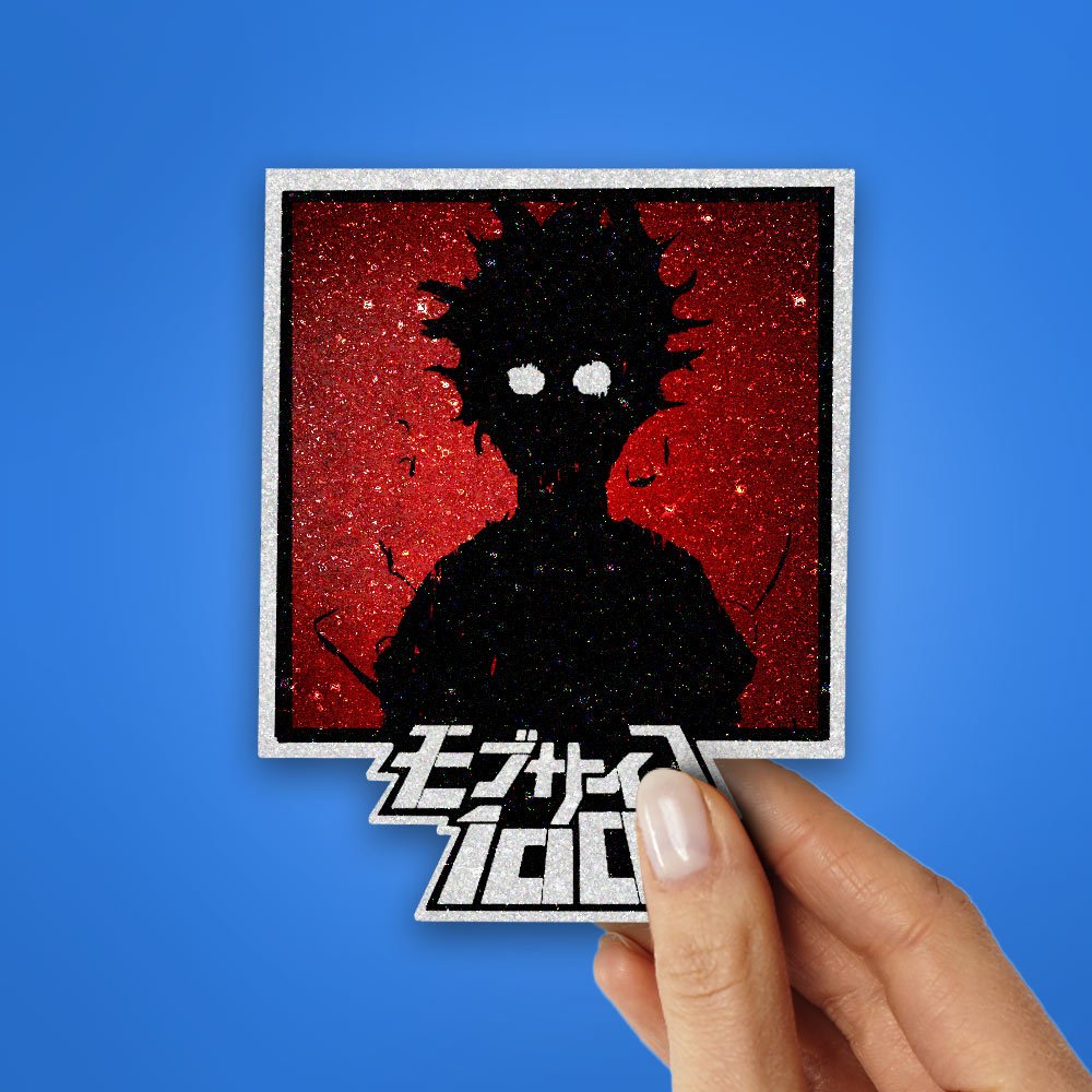 Mob Psycho Glitter Sticker waterproof vinyl decal for laptop, bike, car & bottle