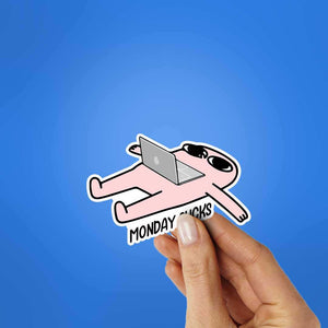 Monday Sucks Sticker waterproof vinyl decal for laptop, bike, car & bottle