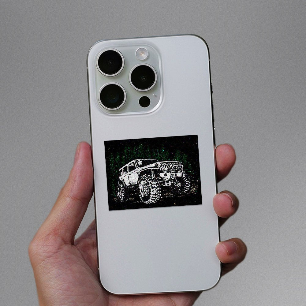 Monster Jeep Glitter Sticker waterproof vinyl decal for laptop, bike, car & bottle