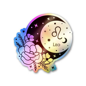 Moon Child Leo Holographic Sticker waterproof vinyl decal for laptop, bike, car & bottle