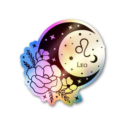 Moon Child Leo Holographic Sticker waterproof vinyl decal for laptop, bike, car & bottle