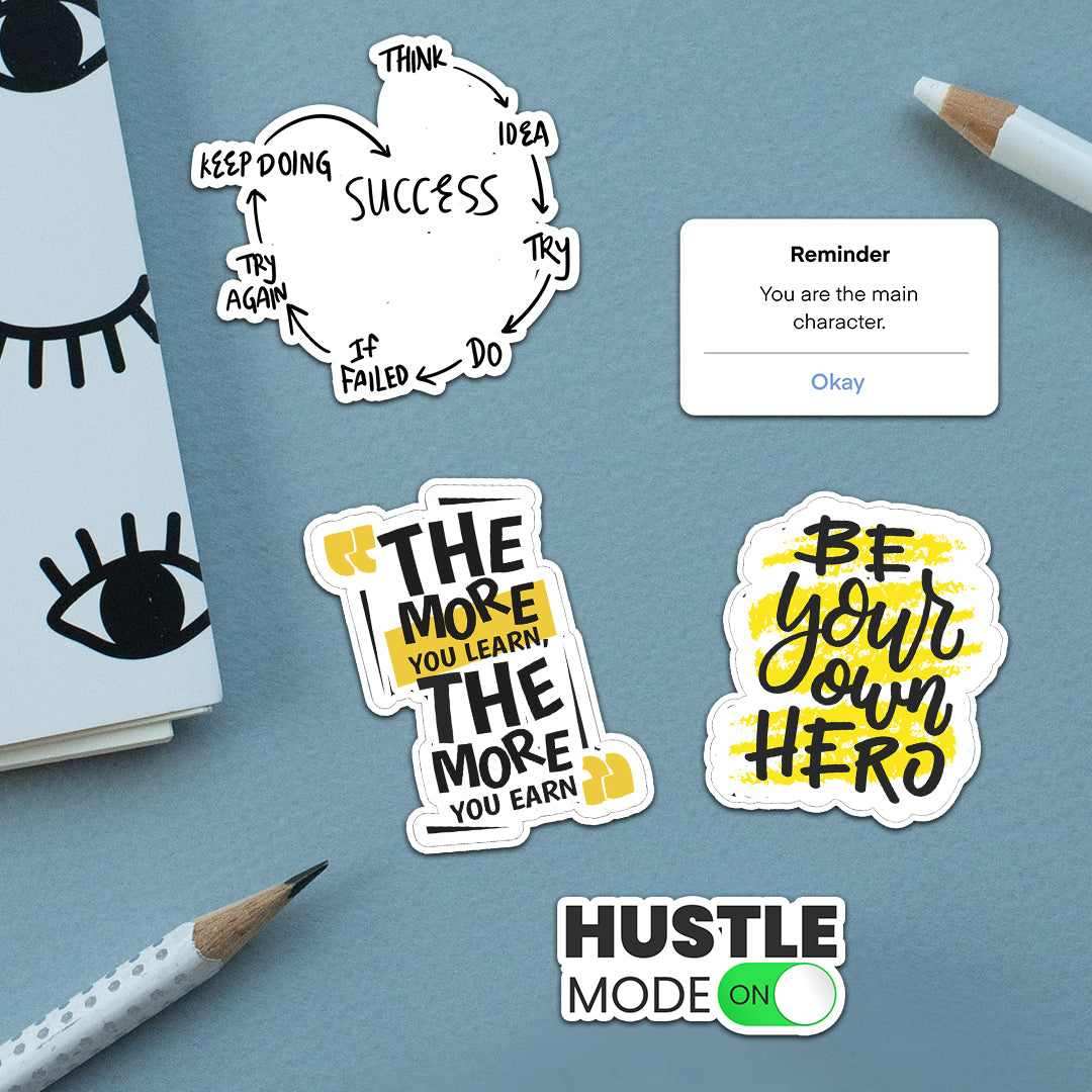 Motivation Sticker Pack [5 sticker] waterproof vinyl decal for laptop, bike, car & bottle