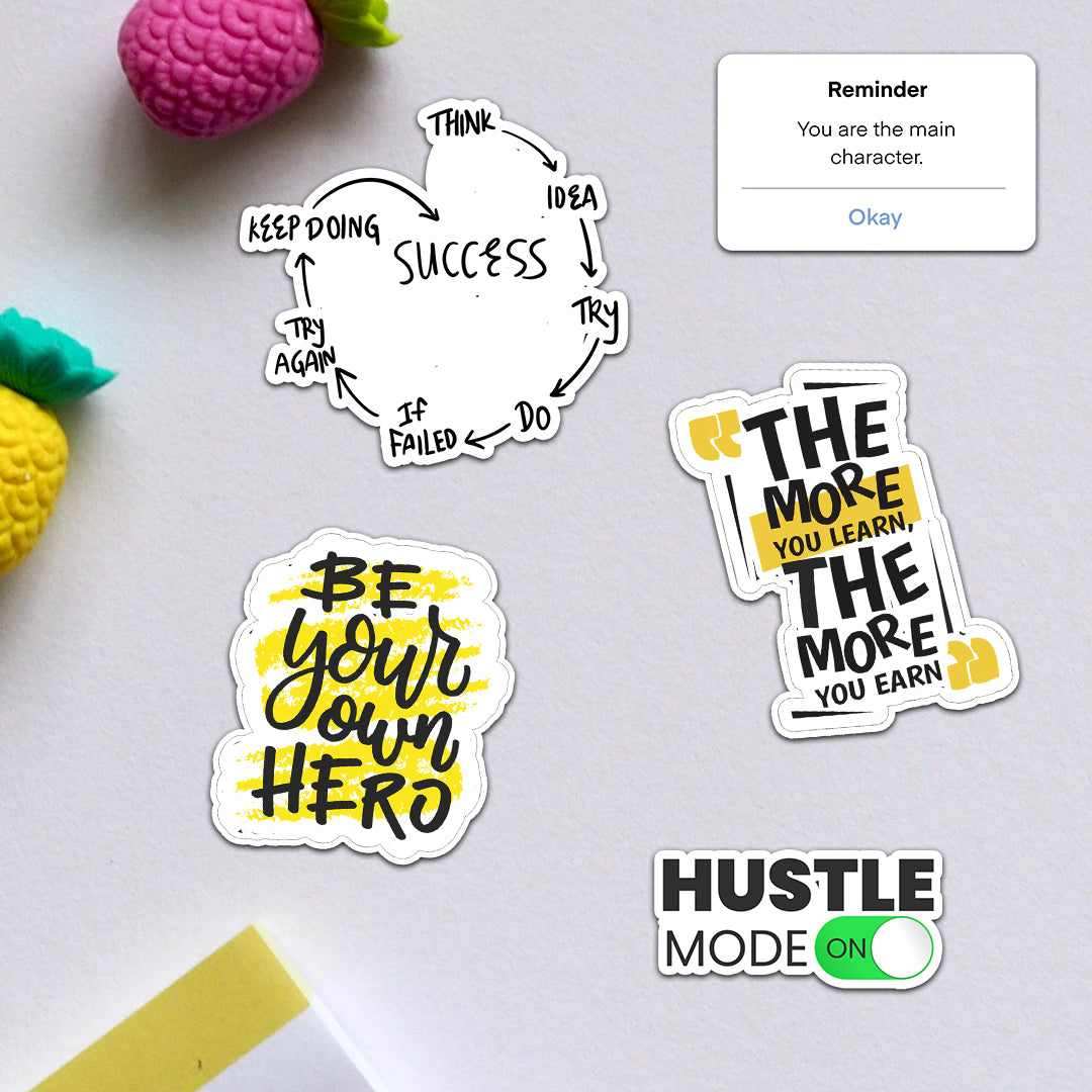 Motivation Sticker Pack [5 sticker] waterproof vinyl decal for laptop, bike, car & bottle