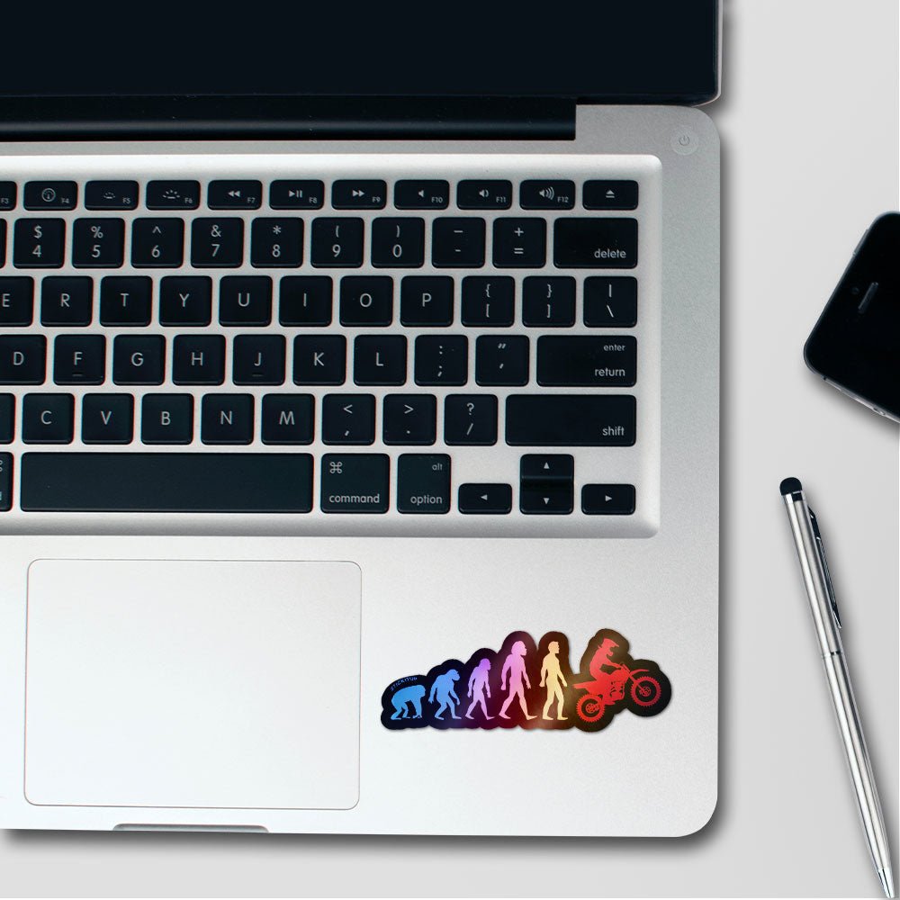 Moto Evolution Holographic Stickers waterproof vinyl decal for laptop, bike, car & bottle