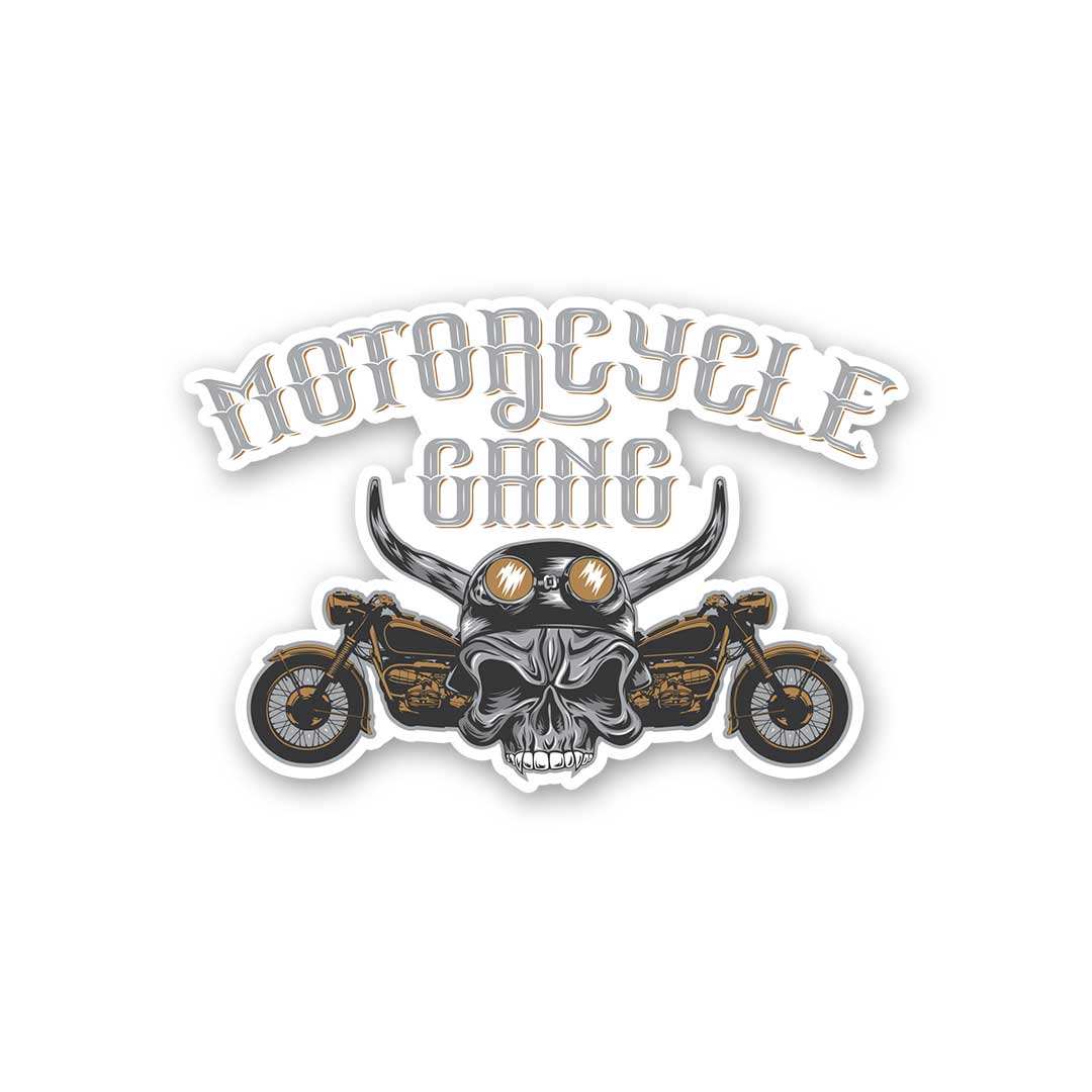 Motorcycle Gang Sticker waterproof vinyl decal for laptop, bike, car & bottle