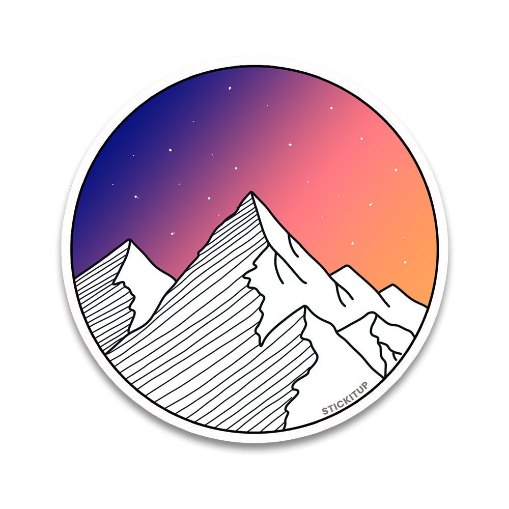 Mountain Sunset Bumper Sticker waterproof vinyl decal for laptop, bike, car & bottle