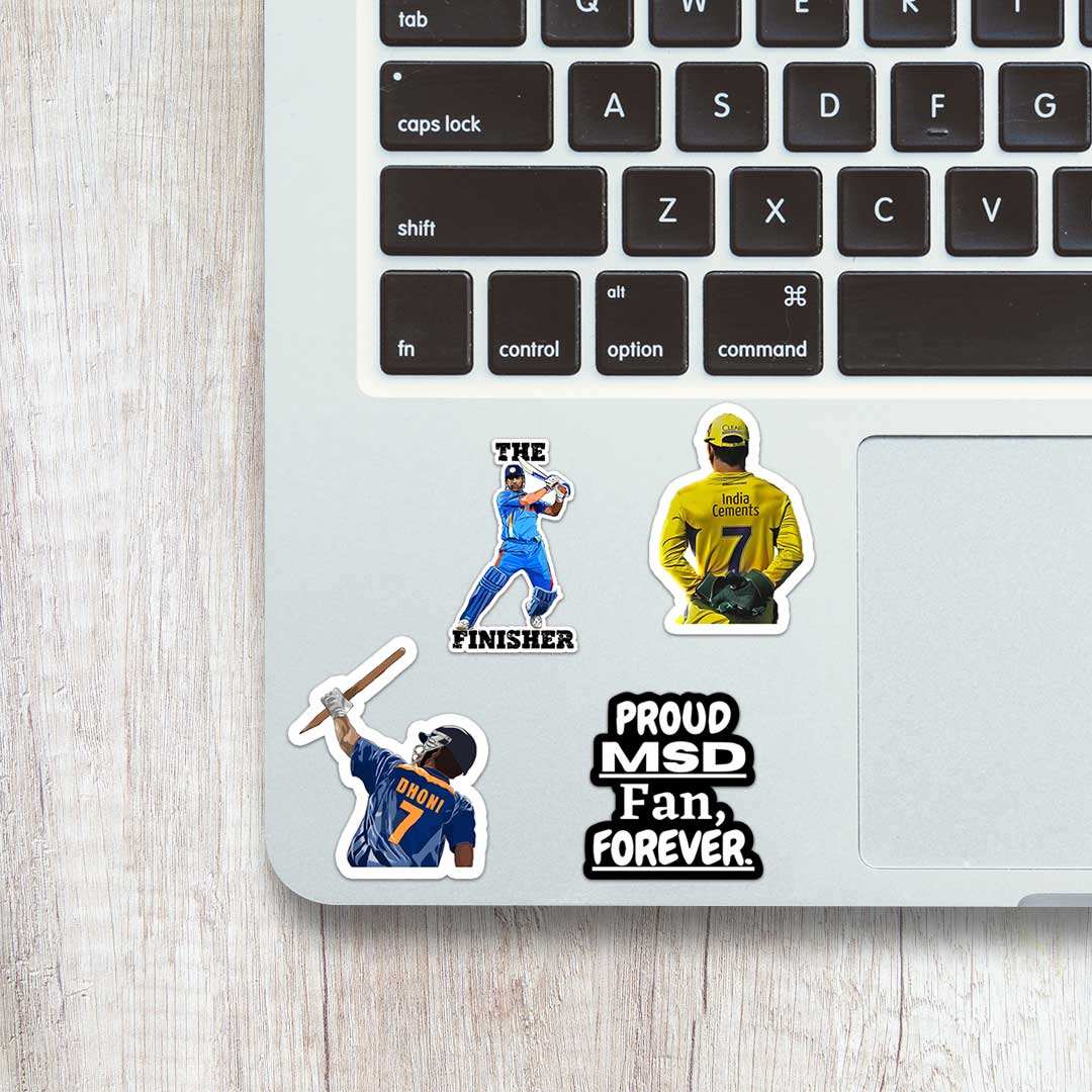 M.S.Dhoni mini sticker sheet waterproof vinyl decal for laptop, bike, car & bottle