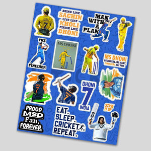 M.S.Dhoni mini sticker sheet waterproof vinyl decal for laptop, bike, car & bottle