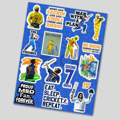 M.S.Dhoni mini sticker sheet waterproof vinyl decal for laptop, bike, car & bottle