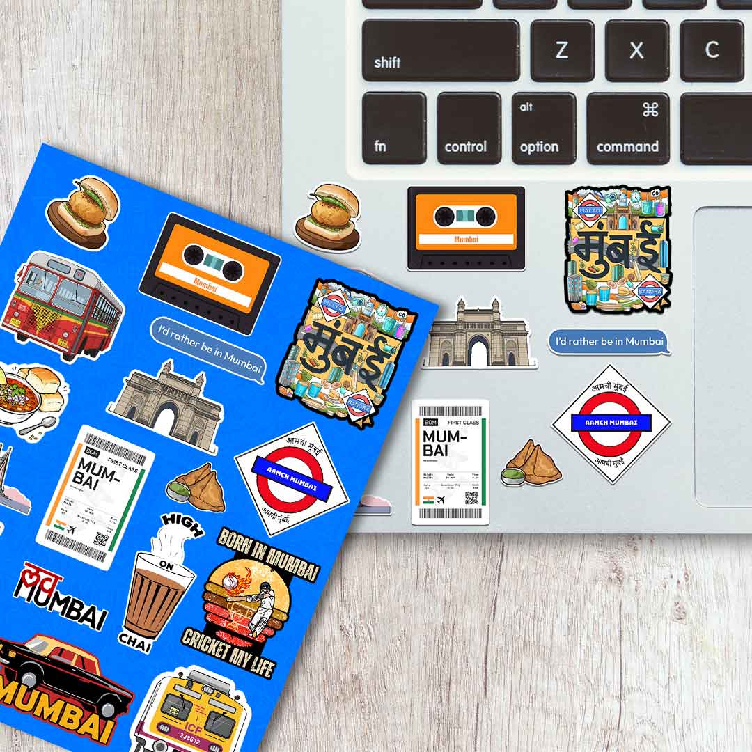 Mumbai Sticker Sheet waterproof vinyl decal for laptop, bike, car & bottle