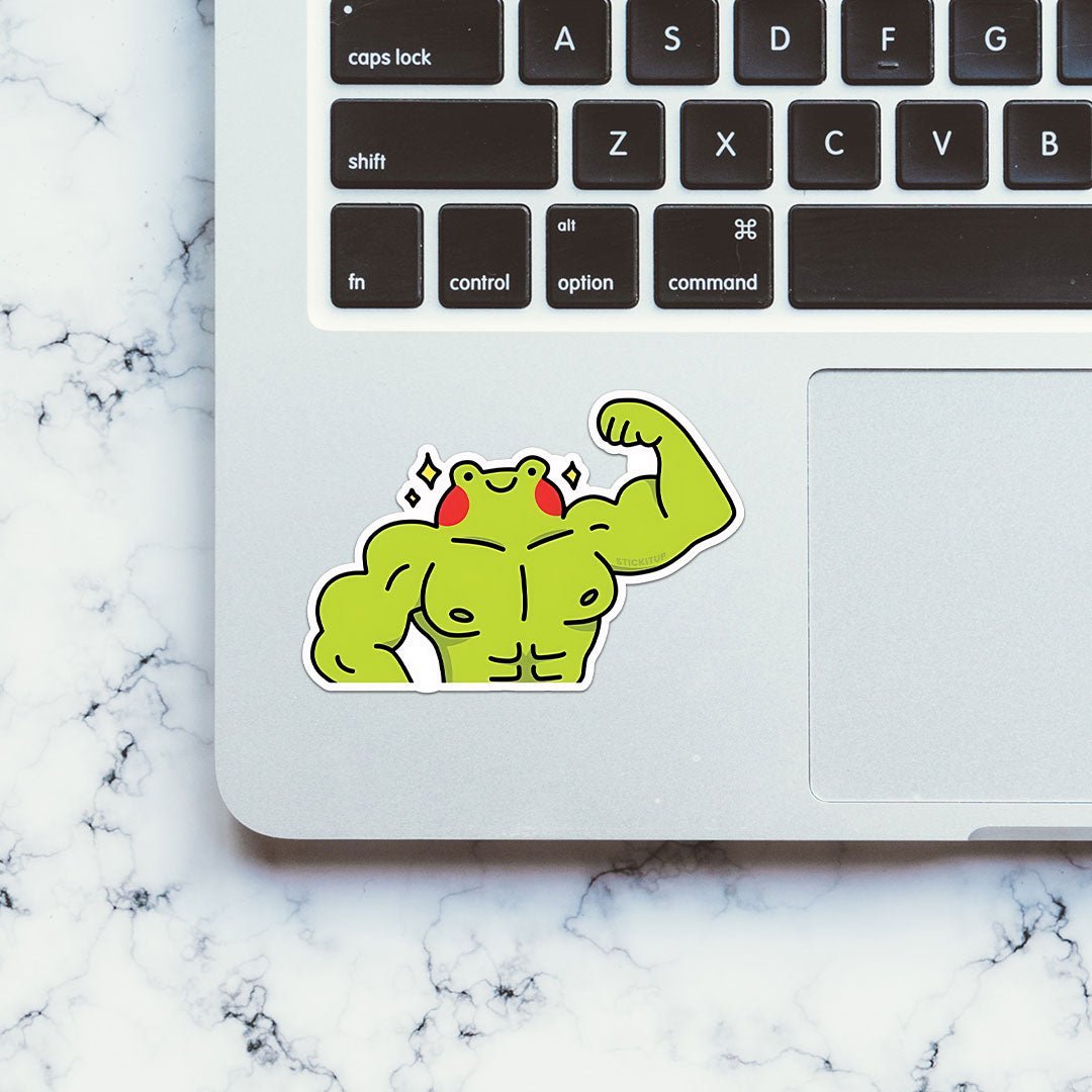 Muscle Frog Sticker waterproof vinyl decal for laptop, bike, car & bottle