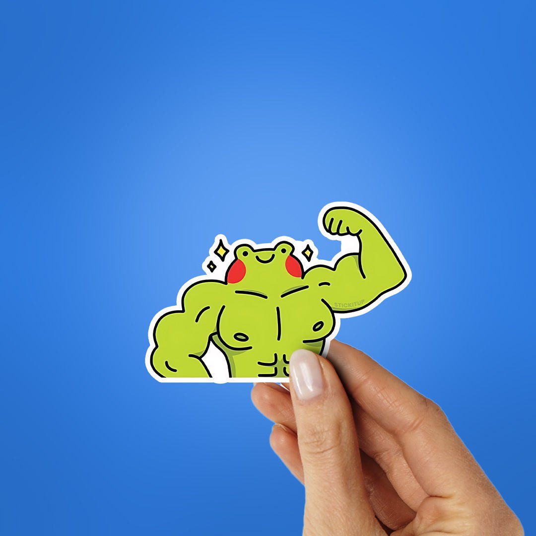 Muscle Frog Sticker waterproof vinyl decal for laptop, bike, car & bottle