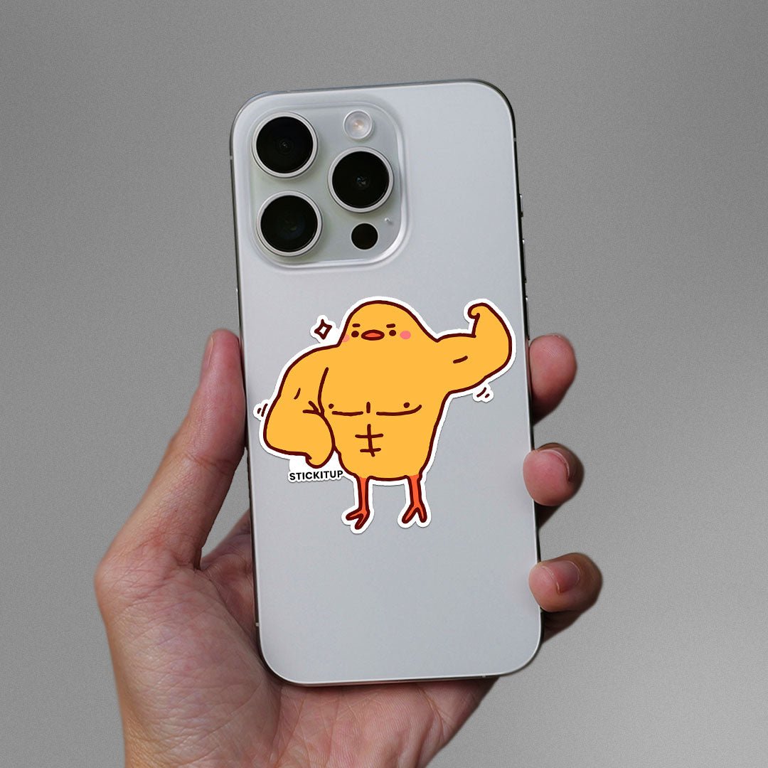 Muscular Chicken Sticker waterproof vinyl decal for laptop, bike, car & bottle