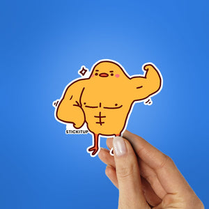 Muscular Chicken Sticker waterproof vinyl decal for laptop, bike, car & bottle