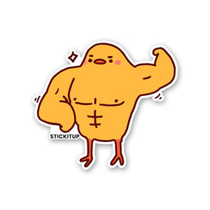 Muscular Chicken Sticker waterproof vinyl decal for laptop, bike, car & bottle